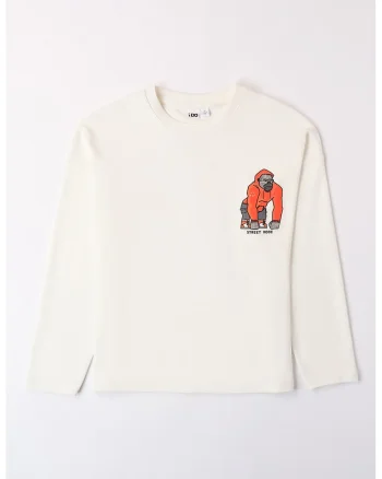 Bluza cu imprimeu grafic, Alb fildes/Portocaliu mandarina