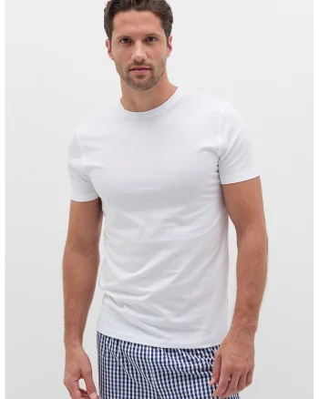 Tricou din bumbac cu decolteu la baza gatului, Alb optic