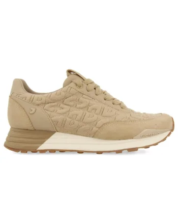 Pantofi sport low-cut cu garnituri de piele intoarsa, Maro taupe