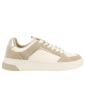 Pantofi sport wedge cu garnituri de piele intoarsa, Alb murdar
