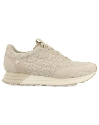Pantofi sport low-cut cu garnituri de piele intoarsa, Alb murdar