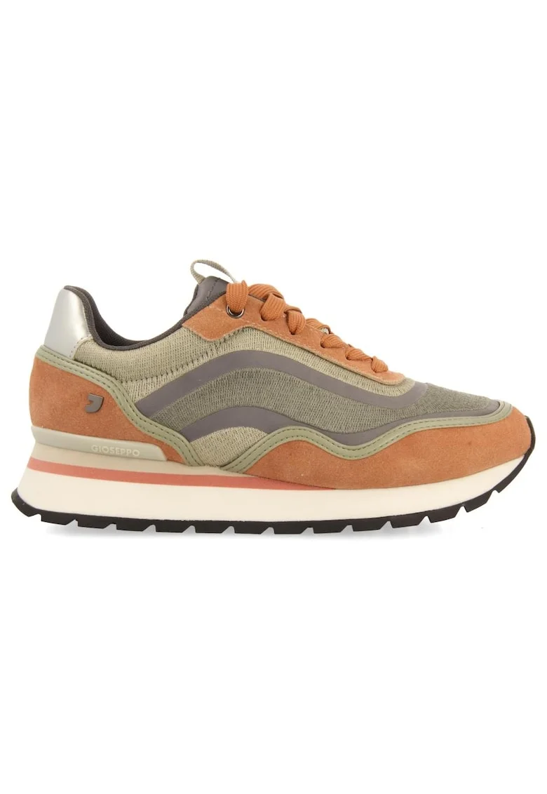 Pantofi sport colorblock cu garnituri de piele intoarsa, Portocaliu
