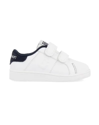 Pantofi de piele cu velcro si insertie de piele intoarsa, Bleumarin