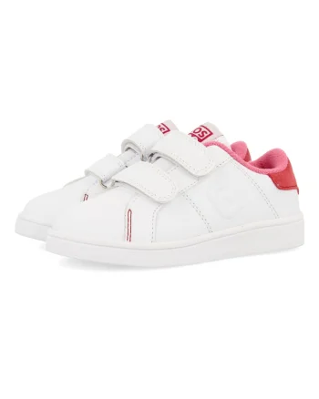 Pantofi de piele cu velcro si insertie de piele intoarsa, Roz