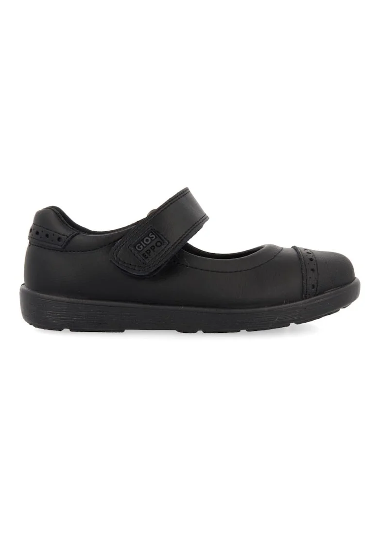 Balerini de piele cu velcro, Negru