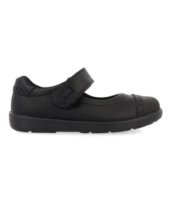 Balerini de piele cu velcro, Negru