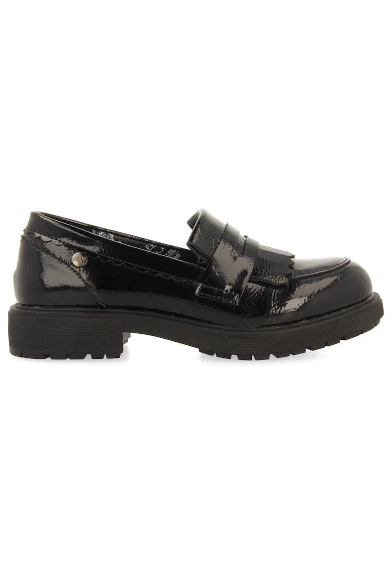 Pantofi loafer de piele ecologica lacuita, Negru