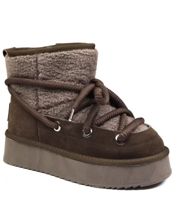 Ghete dama Hugh Platform piele intoarsa si textil SCW421P17, Maro