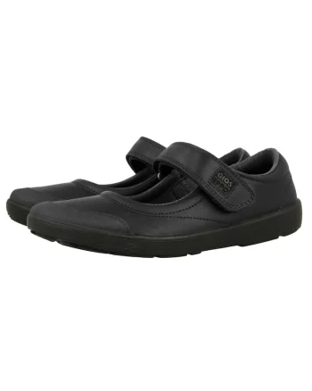 Balerini de piele si piele ecologica cu velcro, Negru