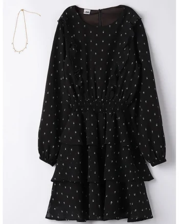 Set de colier si rochie evazata, Negru