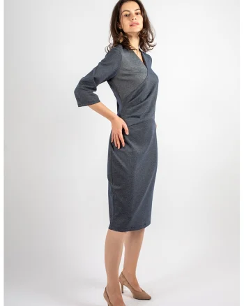 Rochie midi petrecuta Philippa, Gri inchis melange