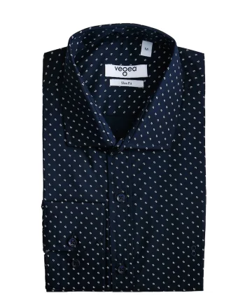 Camasa slim fit cu model, Bleumarin