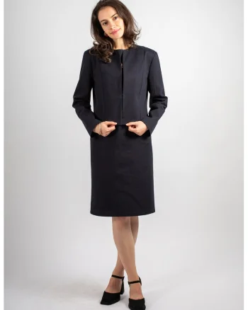 Sacou din bumbac cu model uni Blanche, Albastru ultramarin