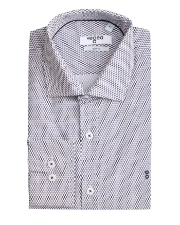 Camasa slim fit cu model, Alb/Albastru deschis