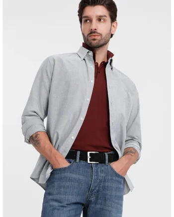 Camasa regular fit din bumbac, Gri deschis