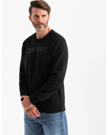 Bluza de trening din amestec de bumbac cu model text, Negru