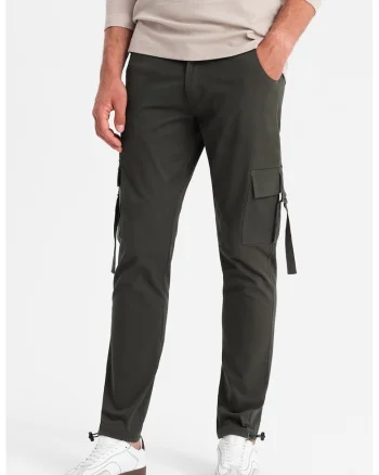 Pantaloni cargo cu croiala dreapta si terminatii ajustabile, Gri inchis