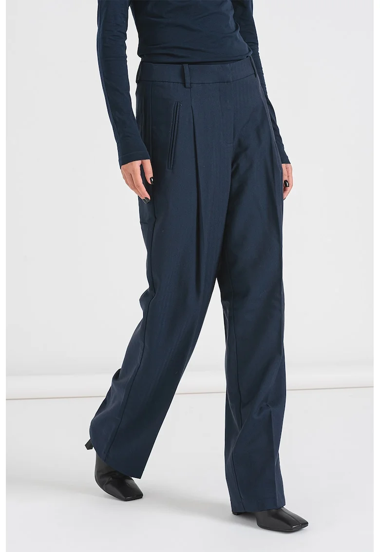 Pantaloni eleganti cu talie inalta Eli, Bleumarin