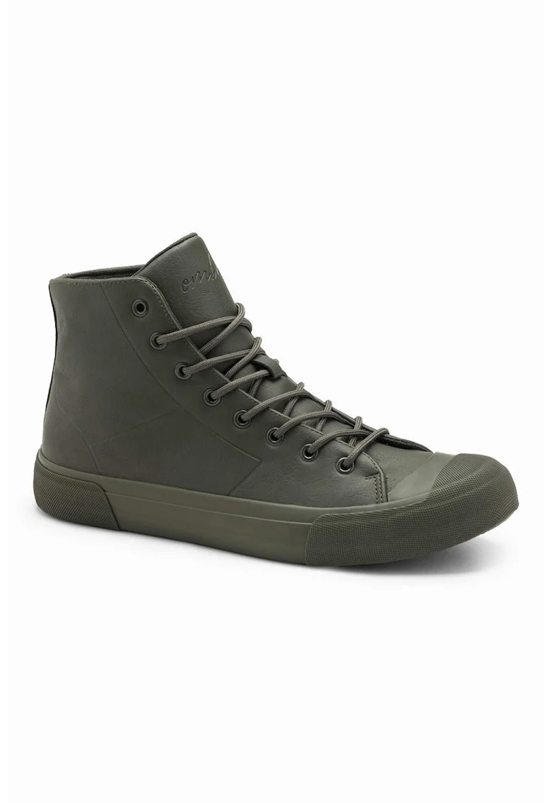 Tenisi high-top de piele ecologica, Kaki