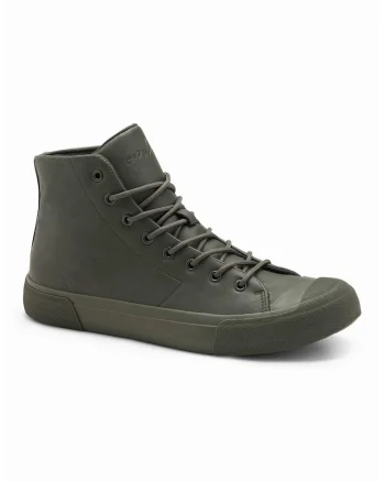 Tenisi high-top de piele ecologica, Kaki