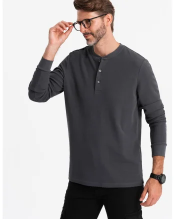 Bluza uni cu fenta cu nasturi, Gri antracit