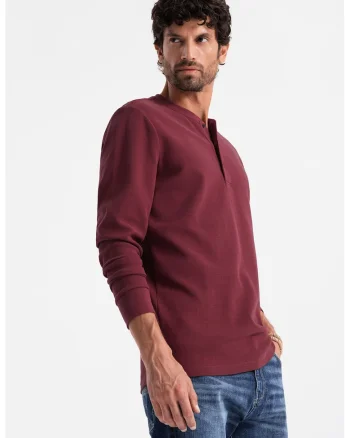 Bluza uni cu fenta cu nasturi, Visiniu