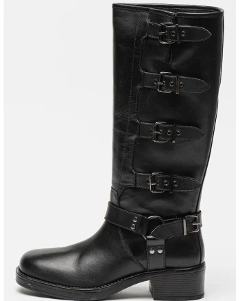 Cizme de piele cu curele Lulea, Negru