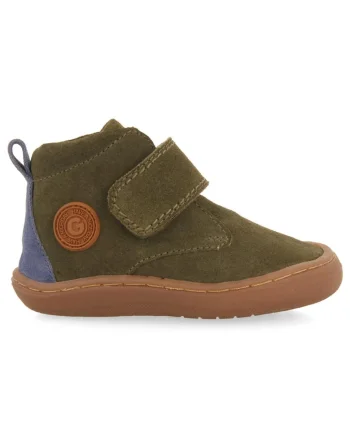 Ghete din piele intoarsa cu barete cu inchidere cu velcro, Kaki