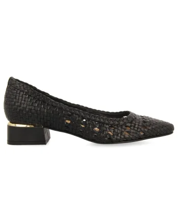 Pantofi din piele cu aspect tesut Maglod, Negru