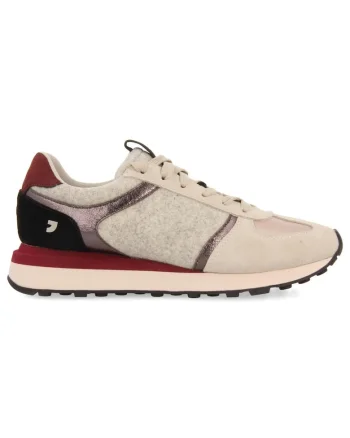 Pantofi sport cu model uni si detalii contrastante, Visiniu
