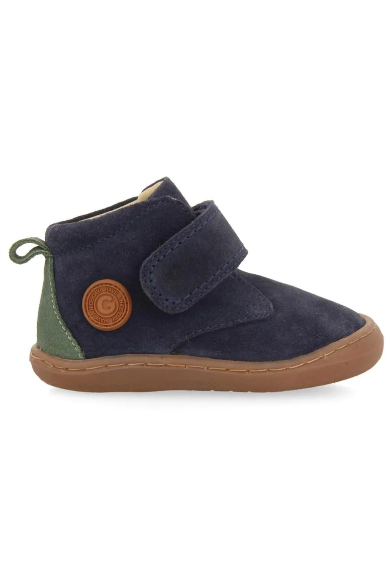 Ghete din piele intoarsa cu barete cu inchidere cu velcro, Bleumarin