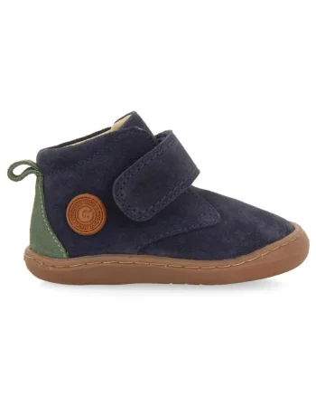 Ghete din piele intoarsa cu barete cu inchidere cu velcro, Bleumarin