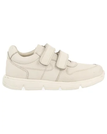 Pantofi din piele si piele ecologica cu inchidere velcro, Alb