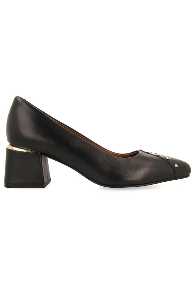 Pantofi din piele cu varf ascutit, Negru
