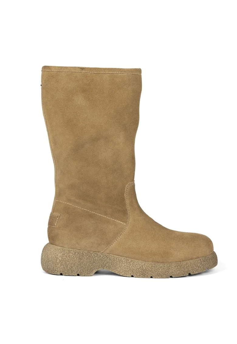 Cizme mid-high din piele intoarsa Kossen, Maro taupe