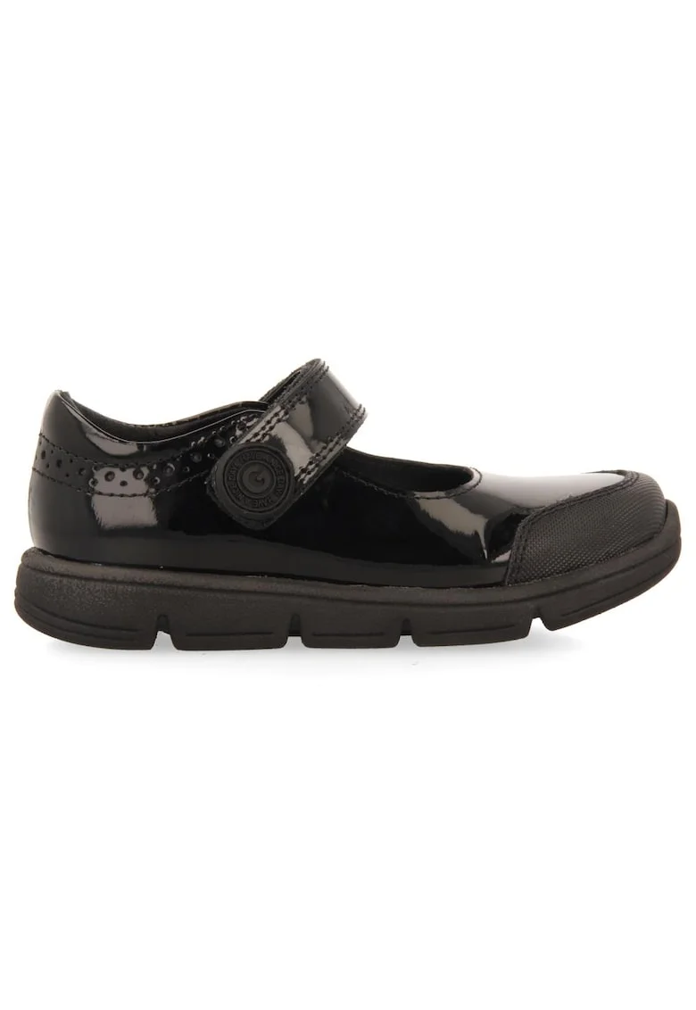 Pantofi Mary Jane din piele si piele ecologica, Negru