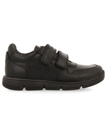 Pantofi din piele si piele ecologica cu inchidere velcro, Negru