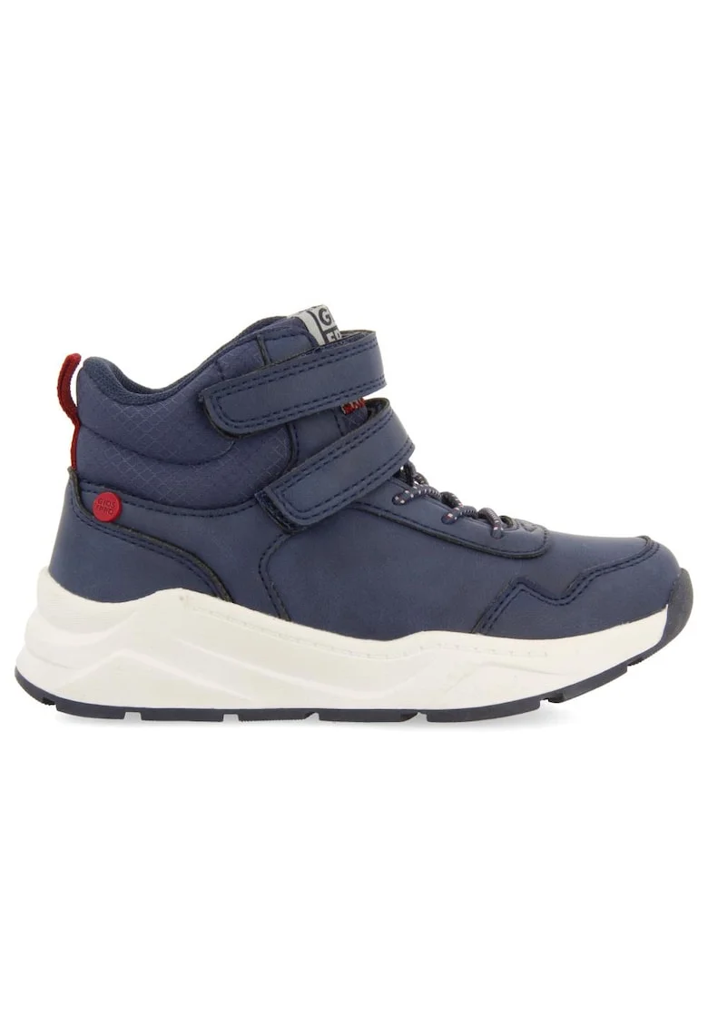 Ghete mid-high din piele ecologica cu segmente cu inchidere velcro, Bleumarin