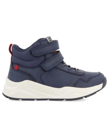 Ghete mid-high din piele ecologica cu segmente cu inchidere velcro, Bleumarin