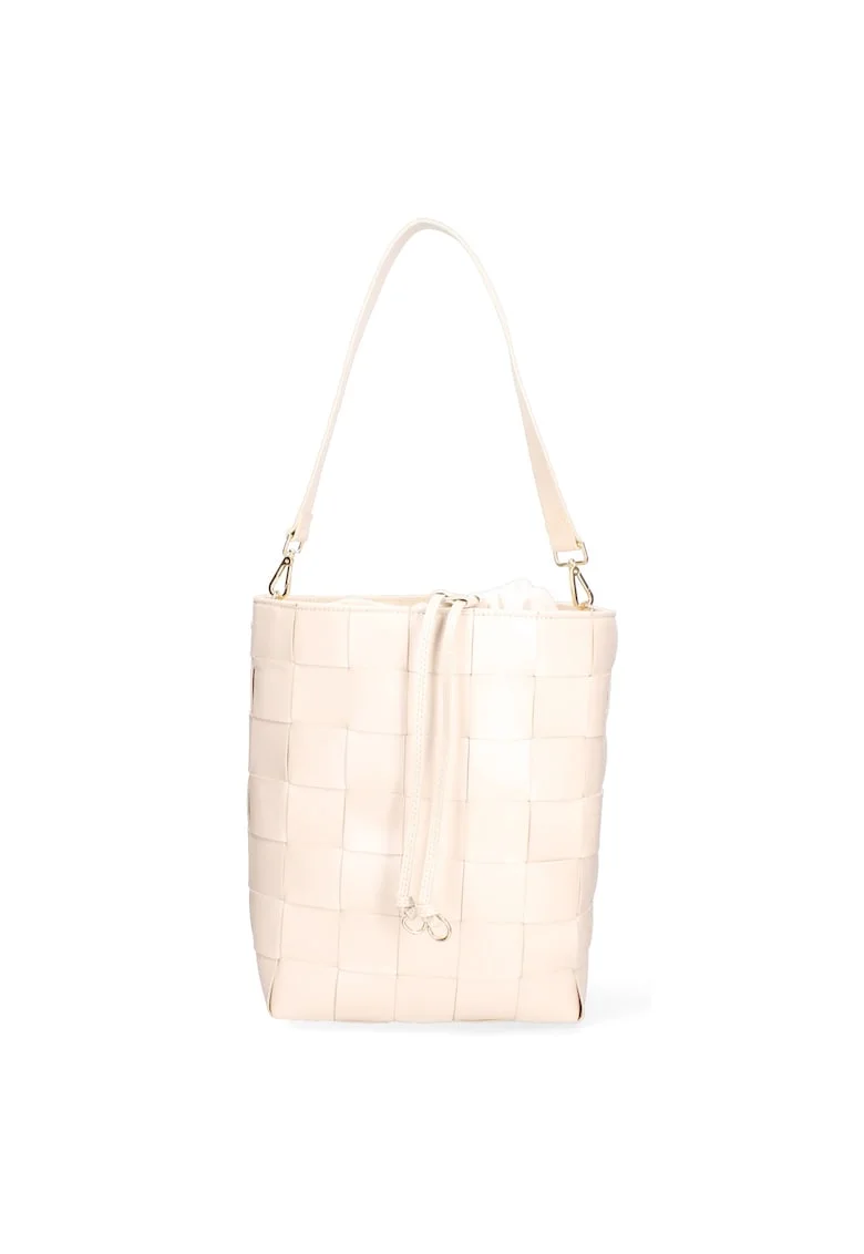 Geanta bucket de piele, Bej