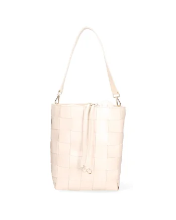 Geanta bucket de piele, Bej