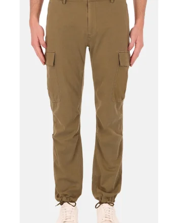 Pantaloni cargo din amestec de bumbac, Verde inchis
