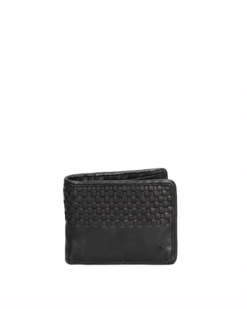 Portofel din piele cu aspect texturat, Negru