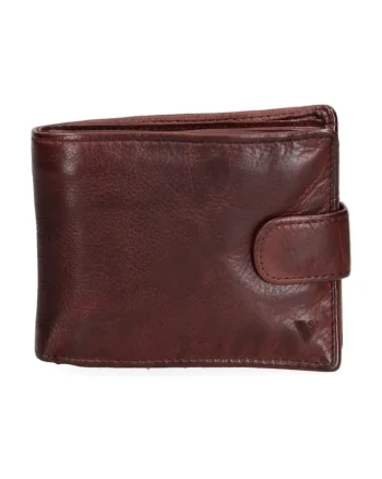 Portofel din piele cu clapa, Maro taupe