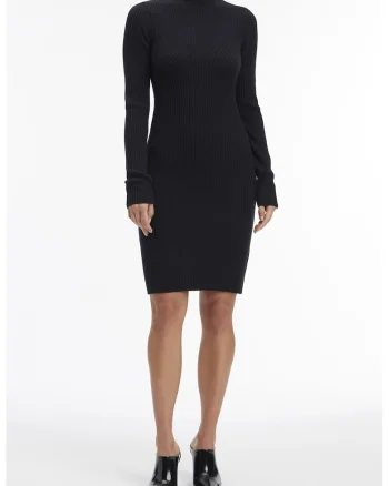 Rochie mini cambrata din lana, Negru