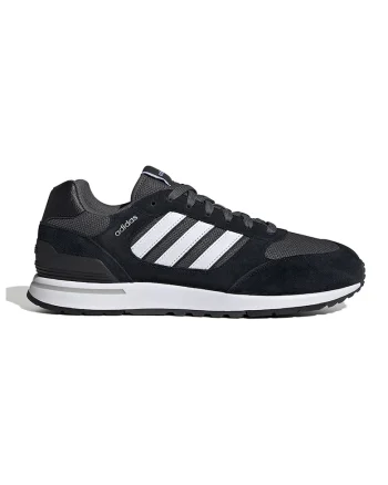 Pantofi sport Run 80s 'cu insertii de piele intoarsa, Alb/Negru