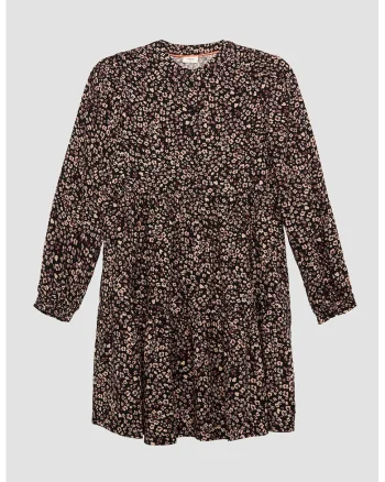Rochie cu imprimeu floral, Negru/Bej