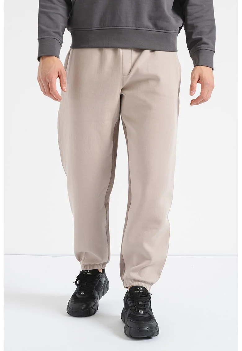 Pantaloni de trening din amestec de bumbac cu buzunare oblice, Maro deschis