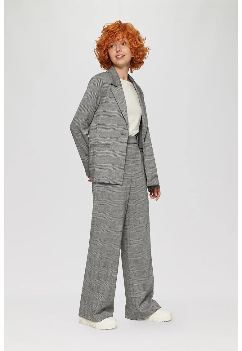 Pantaloni cu croiala ampla si buzunare, Alb/Negru