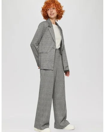 Pantaloni cu croiala ampla si buzunare, Alb/Negru
